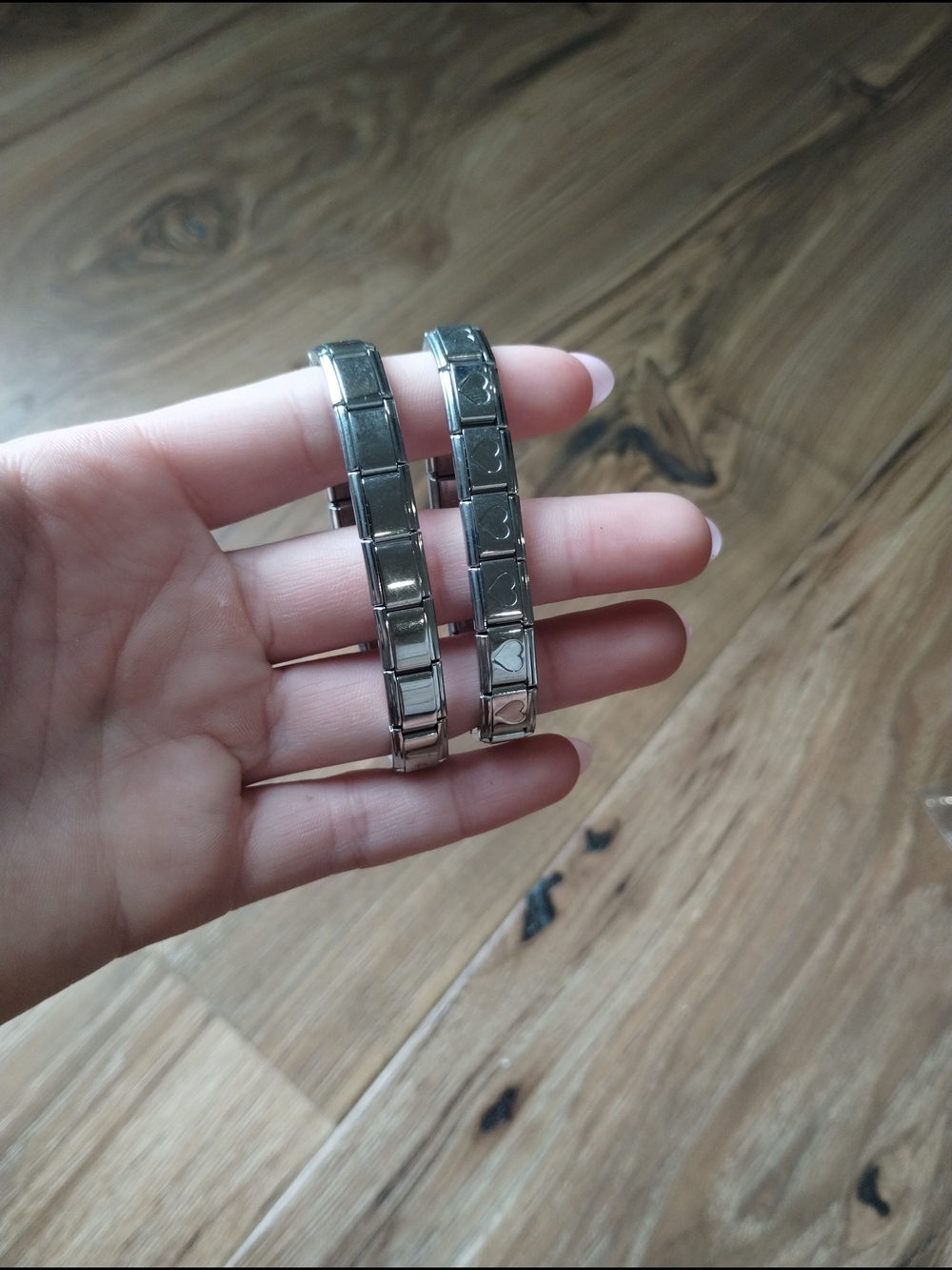 Silver Link Charm Bracelets with Heart Links